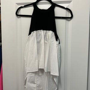 Black and White High Low Tank Top